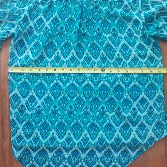 Zac & Rachel teal print blouse size small - Picture 7 of 10